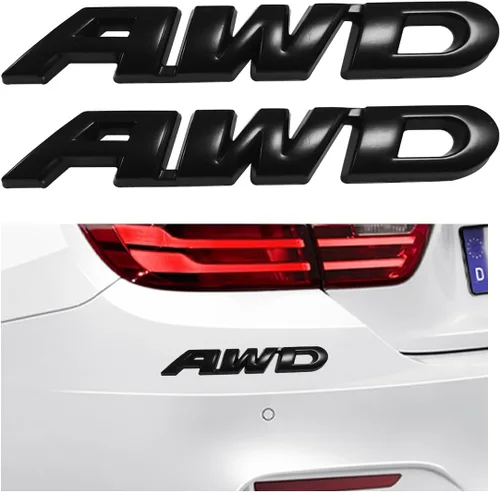 Vista 8 de Dickno Pegatina de emblema AWD, calcomanía de letra 3D de metal para puerta trasera y lateral, emblema adhesivo para parachoques laterales de auto