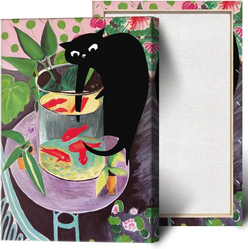 Vista 11 de Póster de Arte Gracioso de Gato Negro Vintage Van Gogh Girasol Gato Impreso en Lienzo Arte de Pared de Gato Lindo Estética de Animales