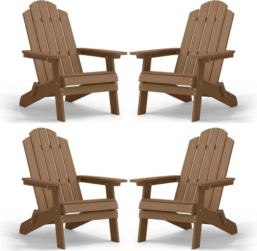 Vista 32 de MXIMU Silla Adirondack plegable para exteriores: sillas Adirondack fáciles de montar y cómodas, silla de plástico compuesto para todo tipo de clima
