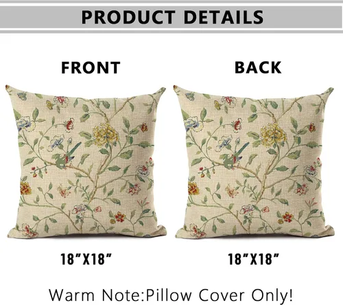Vista 2 de eshabear Funda de almohada de 18 x 18 pulgadas, decoración del hogar, diseño de vid de viento chino, flor de algodón, funda de cojín para sofá