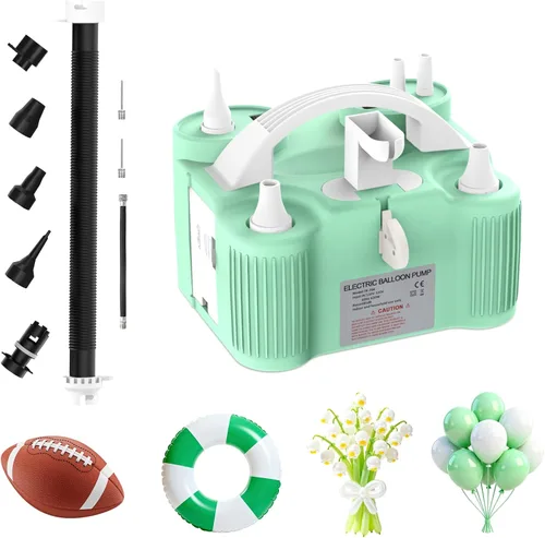 Vista 10 de AXHJ Bomba eléctrica para globos, bomba eléctrica portátil de globo de aire de doble boquilla, inflador de globos para decoraciones de fiestas