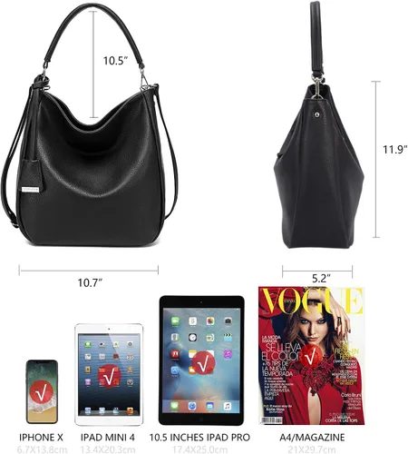 Vista 6 de DAVIDJONES - Bolso tipo Hobo de piel sintética suave para mujer, bolso cruzado mediano, bolso de hombro con asa superior, Bolso Hobo clásico simple