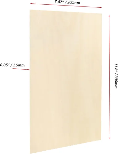 Vista 2 de JOIKIT 24 hojas de madera de tilo de 12 x 8 x 1/16 pulgadas, 0.059 in de grosor, hojas de madera de balsa natural sin terminar para fabricantes