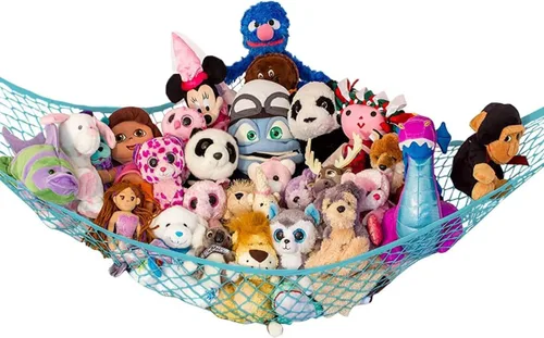 Vista 37 de Hamaca para animales de peluche, grande, almacenamiento de animales de peluche en esquina y red de peluche, hamaca de juguete para animales