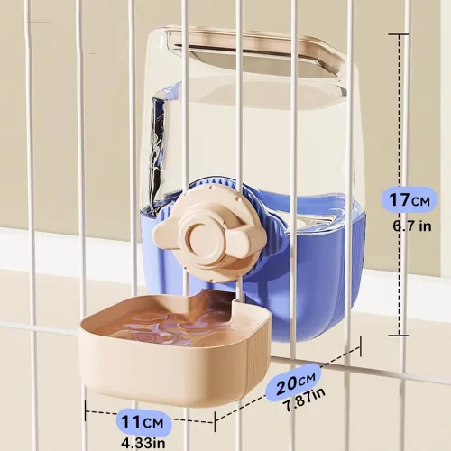 Vista 2 de Comederos automáticos colgantes para perros y gatos, comedero automático para conejos sin goteo, juego de cuencos de alimentación de jaula