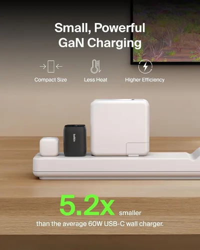 Vista 4 de Belkin Bloque de cargador USB C dual para juegos para Nintendo Switch 2 y Pro con carga rápida GaN de 65 W - Apple iPhone 17, iPad, MacBook