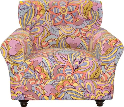 Vista 26 de Fundas elásticas para silla, fundas elásticas para sillón de 2 piezas, fundas de sofá lavables con diseño floral para sillón, protector de muebles