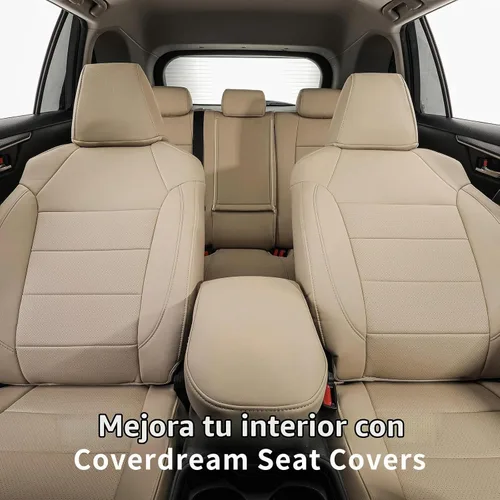 Vista 5 de coverdream Fundas de asiento personalizadas para Toyota RAV4 2019-2025, no Piel sintética (beige)