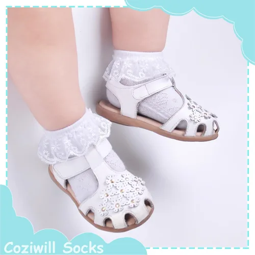 Vista 2 de Calcetines de encaje para bebé niña recién nacida, calcetines con volantes lindos vestidos de princesa para bebés 0-33-66-1212-24 meses, paquete