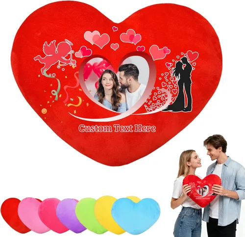 Vista 8 de Almohada de corazón personalizada con nombre de foto, almohadas de corazón personalizadas como almohada de San Valentín, regalos personalizados