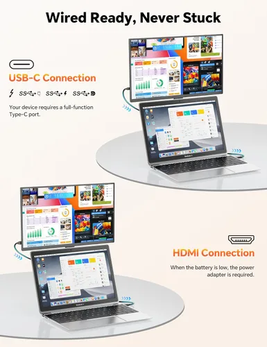 Vista 8 de 15.6" 1080P Wireless Travel Portable Monitor with Foldable Magnetic Stand