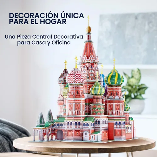 Vista 5 de CubicFun World's Great Architectures Figura de edificio, Led Catedral de San Basilio 224 piezas St. Rompecabezas 3D LED de la catedral de Basilio