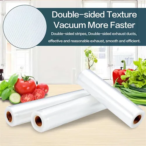 Vista 6 de Bolsas al vacío para alimentos sellador al vacío alimentos frescos de larga duración 20+11.0 in*236.2 in Rolls/lote Bolsas para envasador al vacío