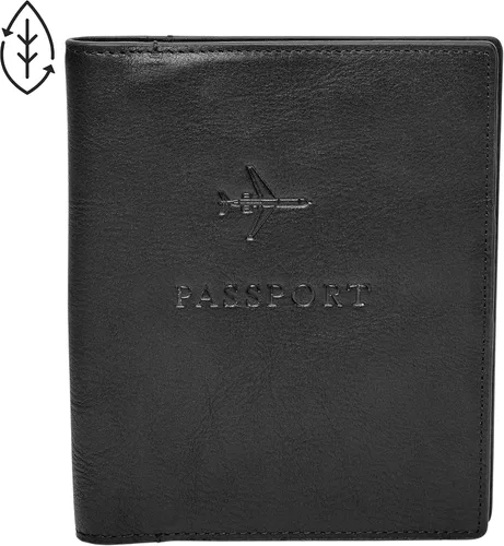 Vista 7 de Fossil Cartera de cuero para pasaporte con bloqueo RFID para hombre