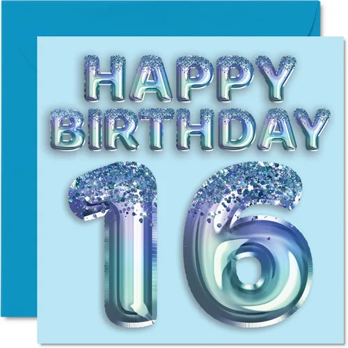 Vista 30 de Stuff4 Tarjeta de primer cumpleaños para niños, globo de fiesta con purpurina azul, tarjetas de feliz cumpleaños para niño de 1 año, nieto, hijo, 57