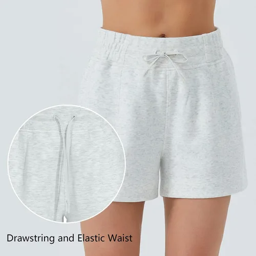 Vista 5 de THE GYM PEOPLE Pantalones cortos deportivos con cordón para mujer, cintura alta, pantalones cortos de entrenamiento de verano con bolsillos