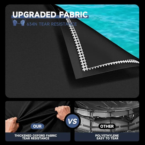 Vista 5 de LXKCKJ Cubiertas redondas de piscina de 8 pies para piscinas sobre el suelo, cubierta solar 420D con accesorios para clavos de tierra, cubiertas