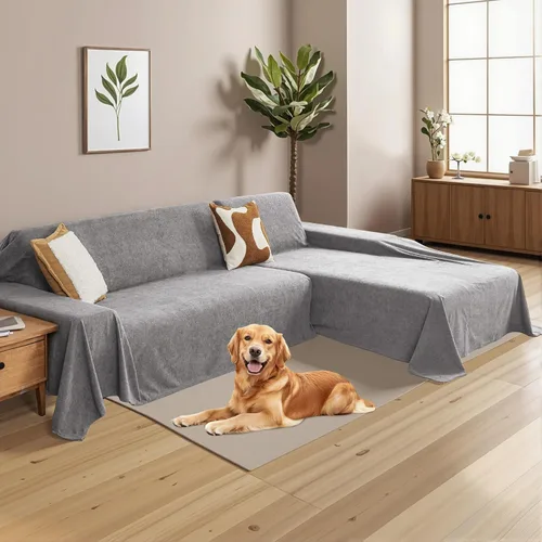 Vista 11 de MYSKY HOME Funda de Sofá Seccional para Perros, 2 Piezas Fundas de Sofá para Sofá en Forma de L, Funda de Sofá Lavable, Protector de Muebles Funda