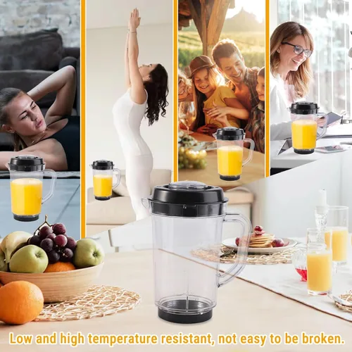 Vista 8 de Jarra de repuesto para licuadora, 33.8 fl oz de grado alimenticio de PC transparente, contenedor compatible con licuadora para modelos Magic Bullet