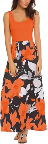 Vista 2 de BLUETIME - Vestido largo de verano, sin mangas, con estampado floral, estilo bohemio, para mujer (S-3XL)