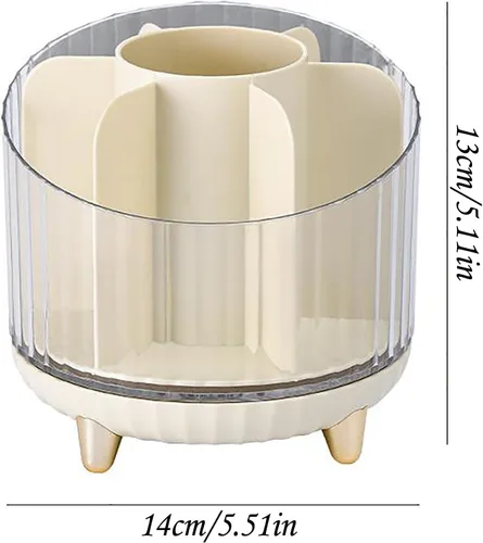 Vista 2 de Caja de maquillaje, caja de almacenamiento giratoria de 360°, caja organizadora de maquillaje, estuche de cosméticos, organizador de maquillaje