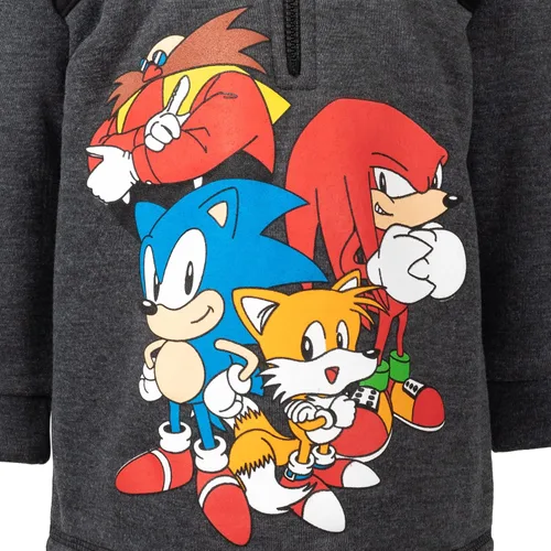 Vista 4 de SEGA Sonic the Hedgehog - Sudadera con capucha de forro polar con media cremallera para niños pequeños a grandes