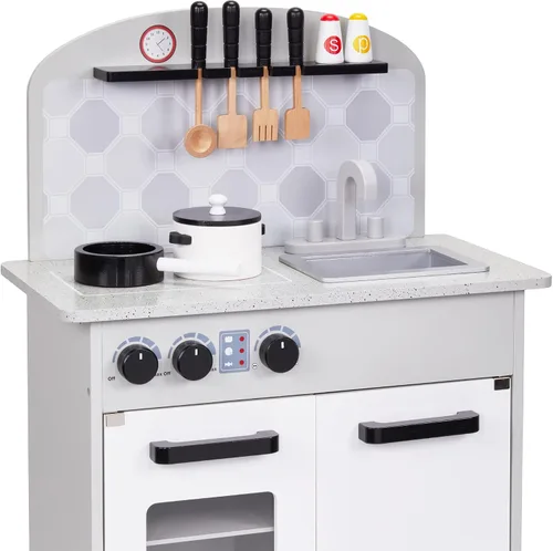 Vista 8 de Lil' Jumbl Estación de Juego de Cocina de Simulación para Niños, Juguete de Cocina de Madera, Configuración Realista, Incluye Olla y Sartén, 4