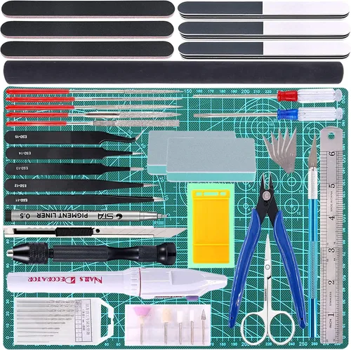 Vista 9 de Kit de herramientas Gundam de 18 piezas, Gundam Modeler, juego de herramientas básicas con caja de plástico, herramientas Gunpla para construcción