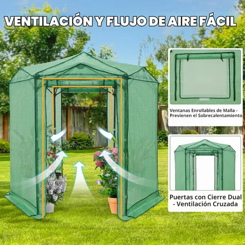 Vista 2 de EAGLE PEAK - Invernadero hexagonal desplegable de 6.6 x 6.6 pies, portátil, para plantas de jardín, para interiores y exteriores, para todo