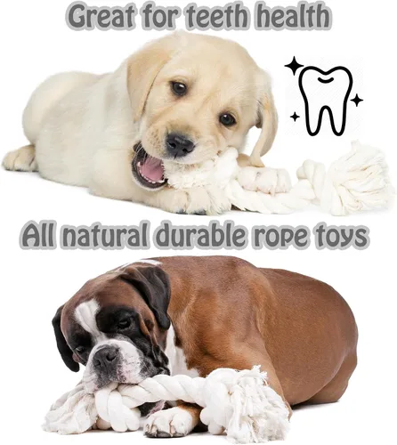 Vista 6 de Barida Pet Supplies - Cuerda de algodón 100% natural para perros, juguetes masticables de algodón blanco de primera calidad, cuerdas masticables