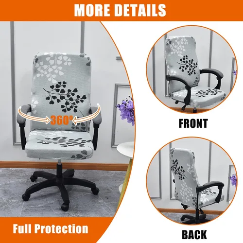 Vista 3 de CRFATOP - Funda para silla de oficina de computadora elástica con cremallera duradera - Funda universal giratoria para escritorio, funda de respaldo
