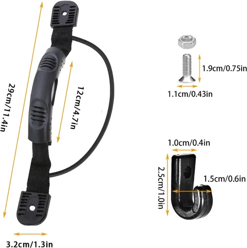 Vista 2 de 2 manijas de montaje lateral de canoa para kayaks con accesorios de soporte de paleta de cuerda elástica + 2 ganchos en J con kit de herramientas