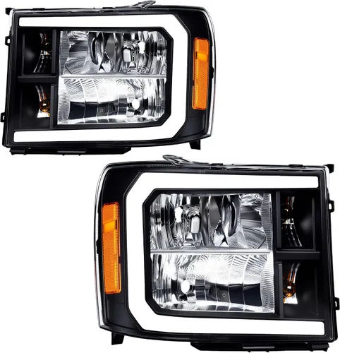 Vista 18 de DWVO Faros delanteros compatibles con Chevy Silverado 1500 1500 HD/2003-2004 Silverado 2500/2003-2006 Silverado 2500HD 3500/2003-2006 Avalanche 1500