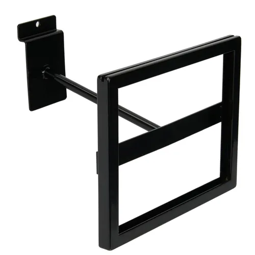 Vista 9 de SSWBasics Soporte rectangular negro para letrero de pared de Slatwall, con capacidad para letreros de 7 pulgadas de ancho x 5 ½ pulgadas de alto
