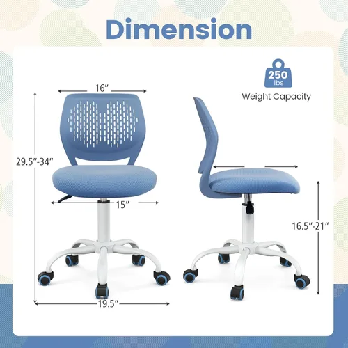 Vista 3 de Topment - Silla giratoria de escritorio de oficina, silla pequeña sin brazos con respaldo hueco, asiento de malla tapizado, construcción resistente
