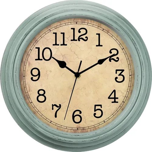 Vista 15 de Reloj de pared de 9 pulgadas, silencioso sin tictac, clásico, funciona con pilas, decorativo para sala de estar, dormitorio, baño, cocina y oficina