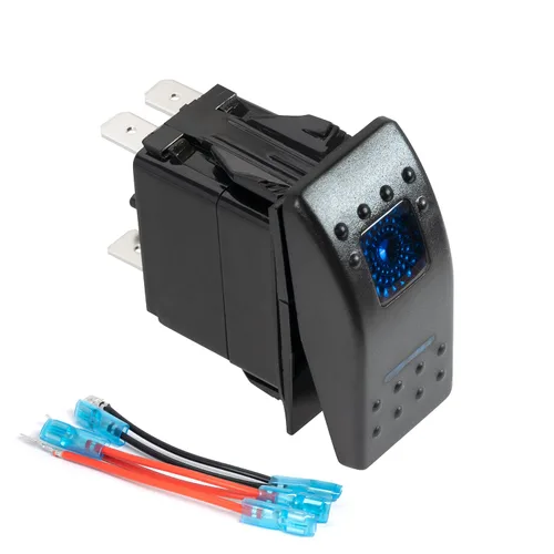 Vista 2 de FXC Interruptor basculante momentáneo (Encendido)/Apagado de 5 pines con luz LED azul láser 20 A/12 V 10 A/24 V con juego de cables de puente