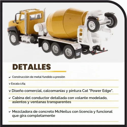 Vista 4 de Mezclador de hormigón Caterpillar CT660 McNeilus Bridgemaster 1:64 Diecast Masters - 85632 - Juega y colecciona