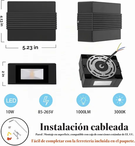 Vista 6 de Kawell Apliques de pared LED modernos para interiores y exteriores, lámpara de pared LED creativa de 10 W, pasillo, montaje en pared, accesorios