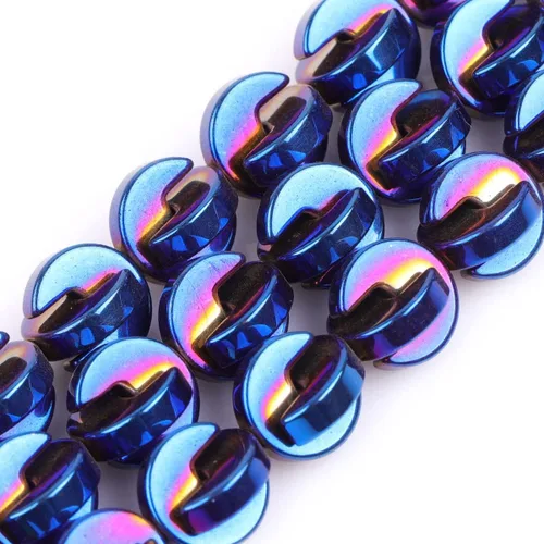Vista 32 de Cuentas de hematita para hacer joyas, piedras preciosas semipreciosas de 0.394 x 0.551 in, color azul con revestimiento metálico, 15 pulgadas JOE