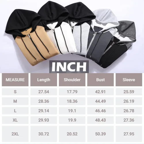 Vista 6 de GXAMOY Sudadera con capucha de forro polar con capucha para hombre, con cremallera completa, con bolsillo