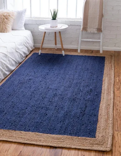Vista 13 de Unique Loom Colección de yute trenzado de calidad clásica hecha natural tejida a mano con detalles de color sólido, alfombra rectangular de 2 pies 0