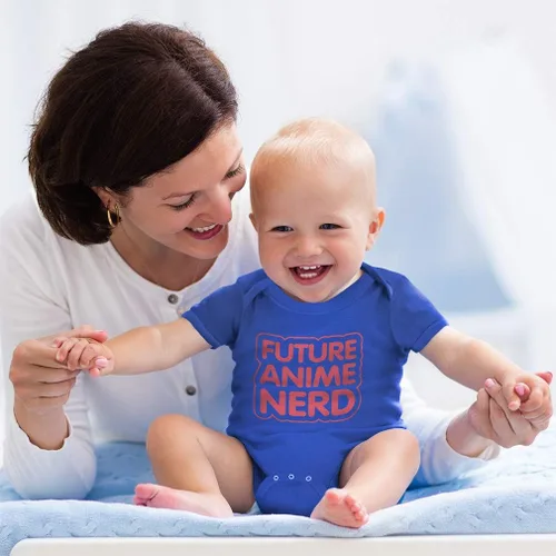 Vista 4 de Body de bebé personalizado Futuro Anime Nerd Humor divertido Algodón Niño y Niña Ropa