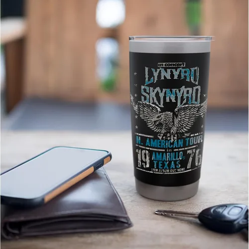 Vista 7 de Lynyrd Skynyrd In Concert Amarillo Texas Vintage Rock 1970 - Vaso aislado de acero inoxidable