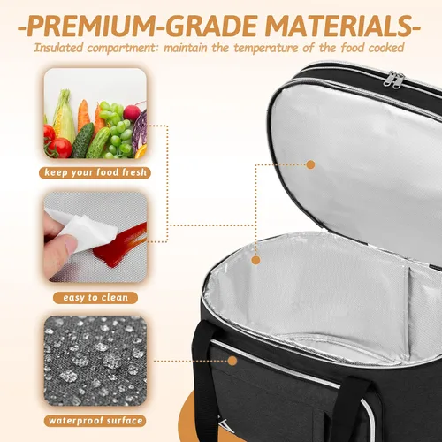 Vista 4 de Bolsa para olla de cocción lenta de doble capa Golkcurx para ollas ovaladas CrockPot de 6-8 cuartos y modelos Hamilton Beach, con correa ajustable