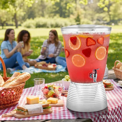 Vista 2 de Dispensador de bebidas para fiestas (2.5 galones), dispensador de agua de plástico grande para encimeras, sin ensuciar, fácil de montar y lavar