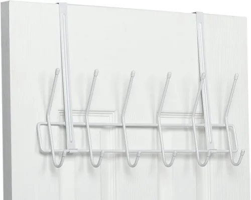 Vista 14 de ClosetMaid Barra de valet colgante para instalación en pared o puerta, accesorios incluidos, diseño plegable, acero duradero, color blanco