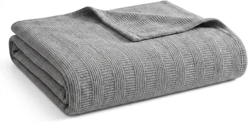 Vista 7 de Nautica - Manta tamaño Queen, ropa de cama tejida de algodón texturizado, ideal para cama o sofá, certificado Oeko-Tex (rayas grises)