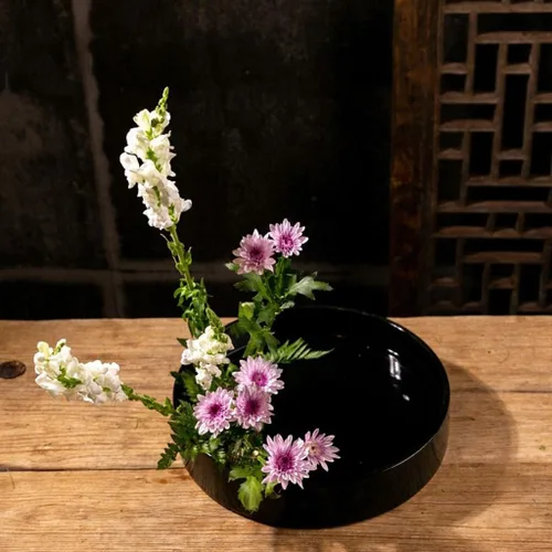 Vista 3 de MagiDeal Plástico redondo Ikebana Suiban jarrón olla bonsái flor contenedor, negro 13.0 in