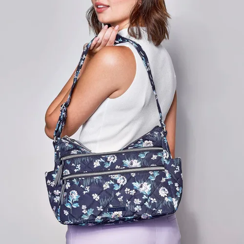 Vista 6 de Bolso tipo cartera de sarga con triple cremallera para mujer